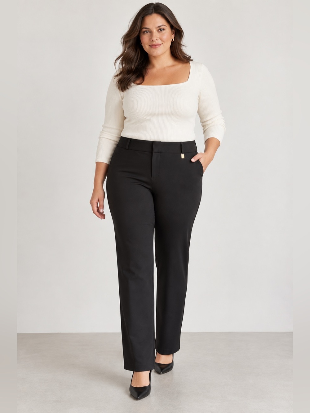 Michael Kors Black Tailored Straight-Leg Pants | Size 14